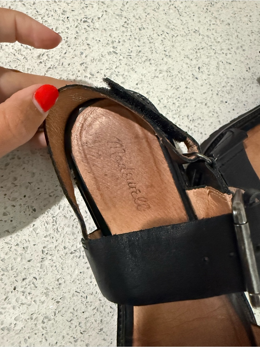 Madewell Black Leather Platform Buckle Sandals - Picture 4 of 4